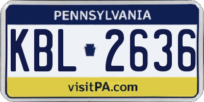 PA license plate KBL2636