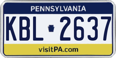 PA license plate KBL2637