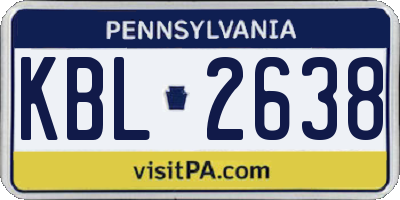 PA license plate KBL2638