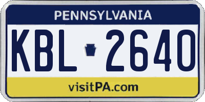 PA license plate KBL2640