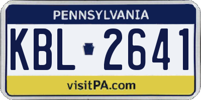PA license plate KBL2641