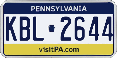 PA license plate KBL2644
