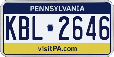 PA license plate KBL2646