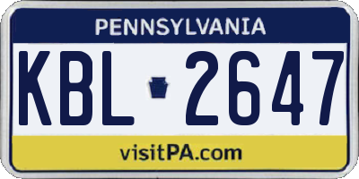 PA license plate KBL2647