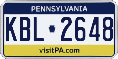 PA license plate KBL2648