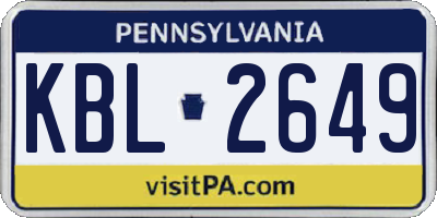 PA license plate KBL2649