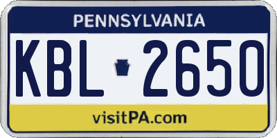PA license plate KBL2650