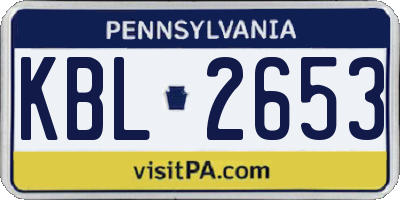 PA license plate KBL2653
