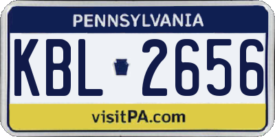 PA license plate KBL2656