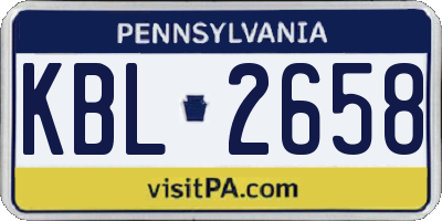 PA license plate KBL2658