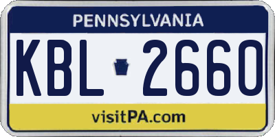 PA license plate KBL2660