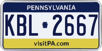 PA license plate KBL2667