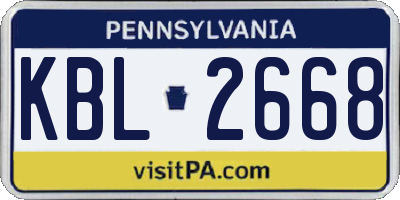 PA license plate KBL2668