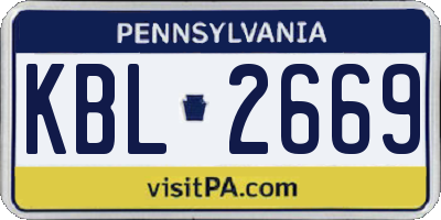 PA license plate KBL2669