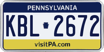 PA license plate KBL2672