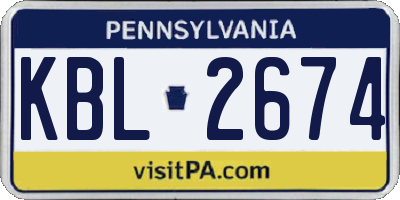PA license plate KBL2674