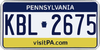 PA license plate KBL2675