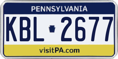 PA license plate KBL2677