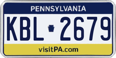 PA license plate KBL2679