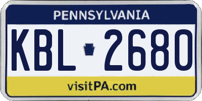 PA license plate KBL2680