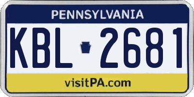 PA license plate KBL2681