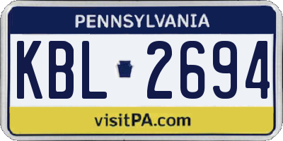 PA license plate KBL2694