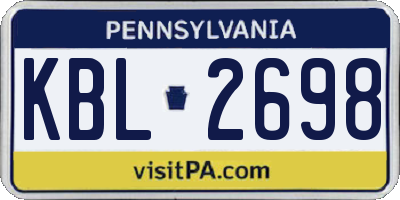PA license plate KBL2698