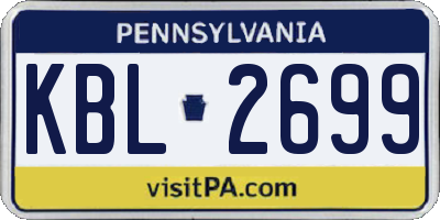 PA license plate KBL2699