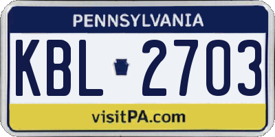 PA license plate KBL2703