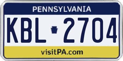 PA license plate KBL2704