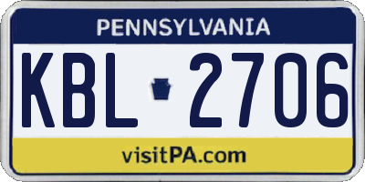 PA license plate KBL2706