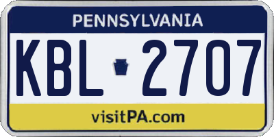 PA license plate KBL2707