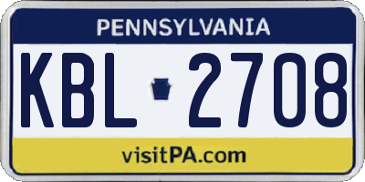 PA license plate KBL2708