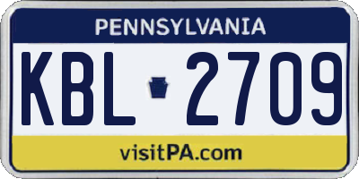 PA license plate KBL2709