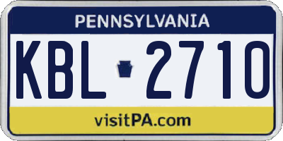 PA license plate KBL2710