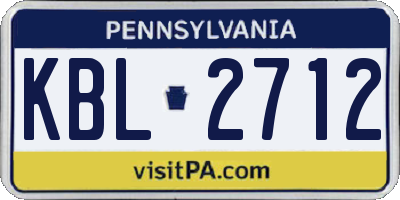 PA license plate KBL2712