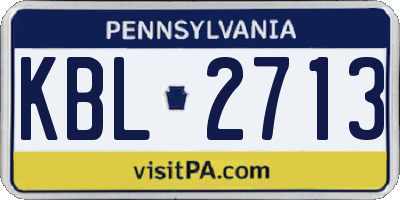 PA license plate KBL2713