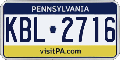 PA license plate KBL2716