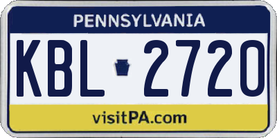 PA license plate KBL2720