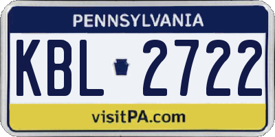 PA license plate KBL2722