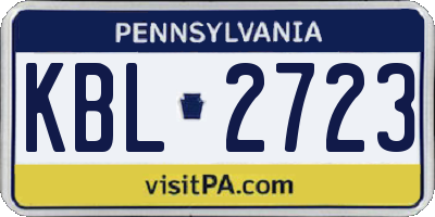 PA license plate KBL2723