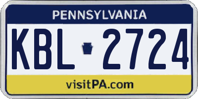 PA license plate KBL2724