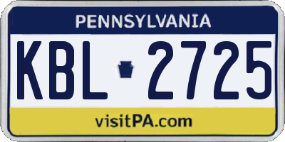 PA license plate KBL2725
