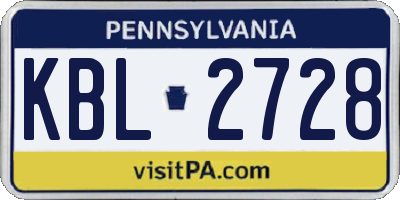 PA license plate KBL2728