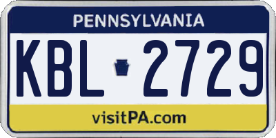 PA license plate KBL2729