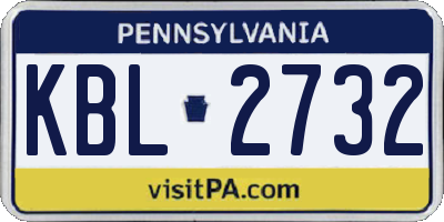 PA license plate KBL2732