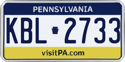 PA license plate KBL2733