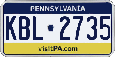 PA license plate KBL2735