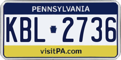 PA license plate KBL2736