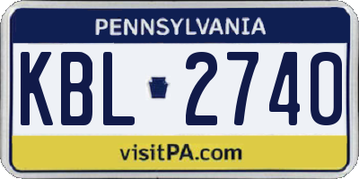PA license plate KBL2740